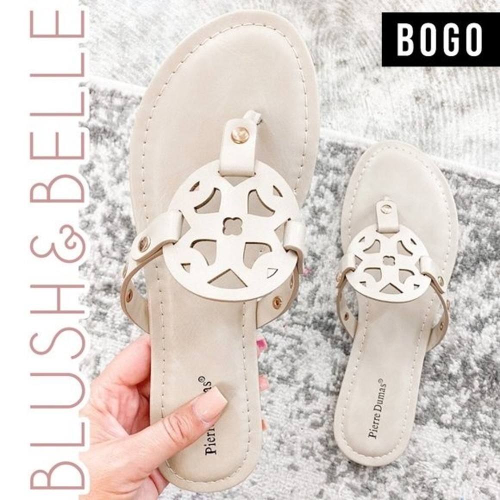 𝔹𝕆𝔾𝕆 Nude Medallion Vegan Leather Sandals